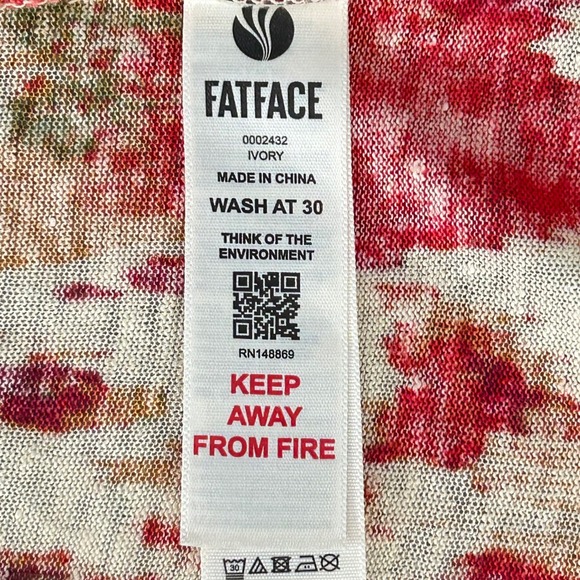 FatFace Women's‎ Linen Top Abstract Ikat Print Short Sleeve Tshirt Size 12 - Picture 4 of 7